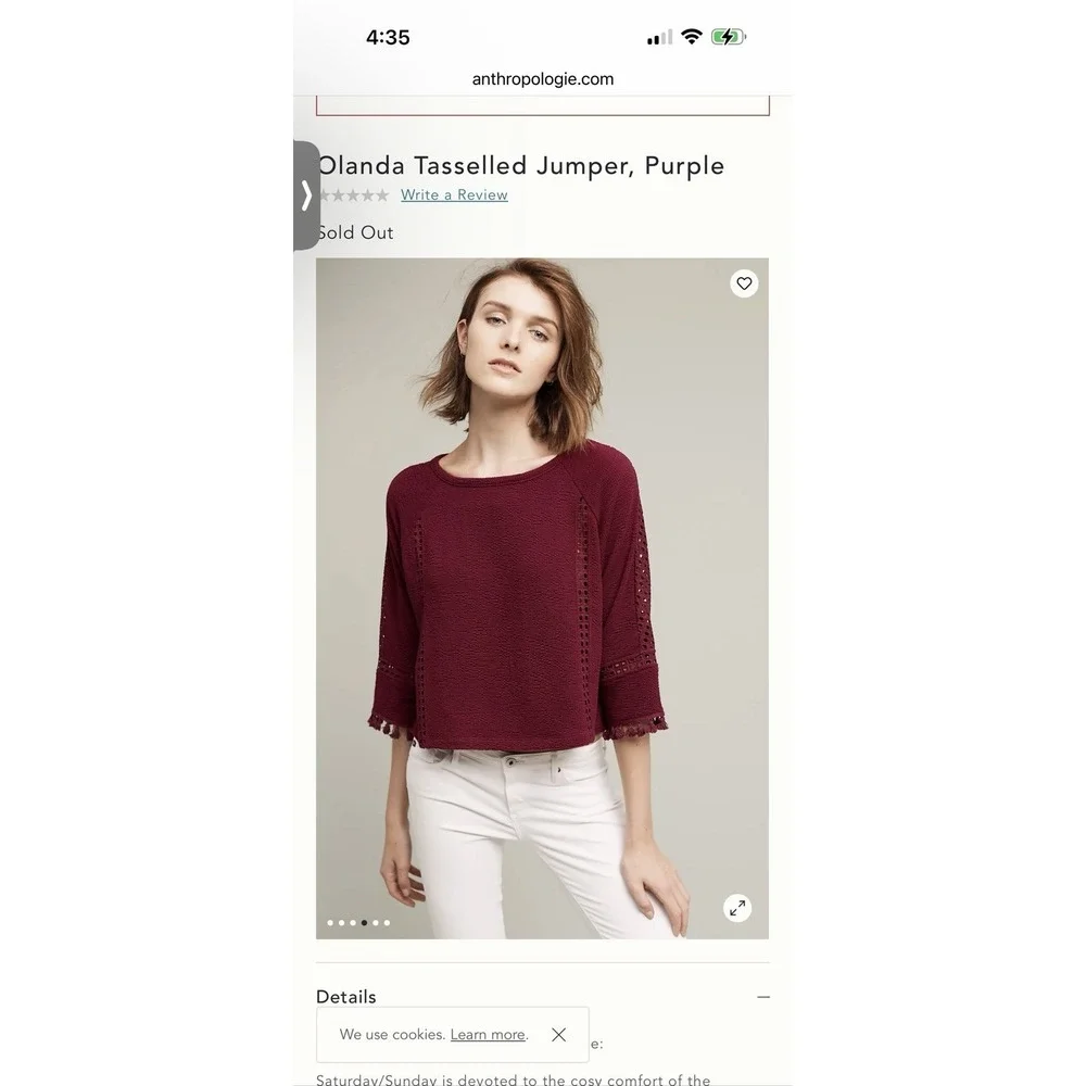 NWT Anthropologie‎ Olanda Tasselled Purple Crochet Knit Boho Top Small Boho